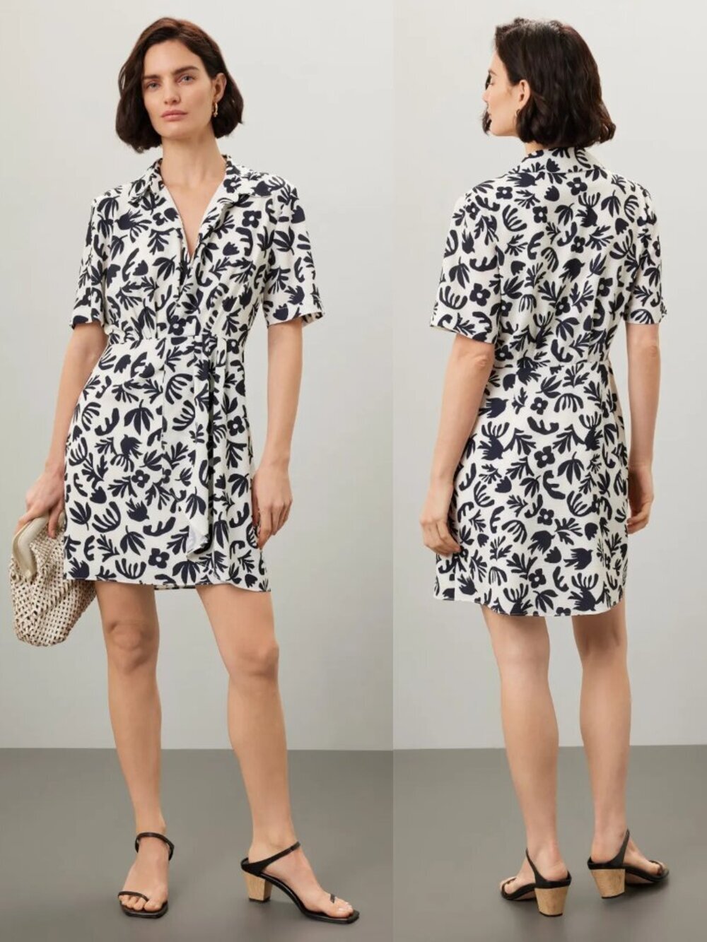 NWT New Donna Morgan Abstract Printed Wrap Dress In Ivory Black Size 16